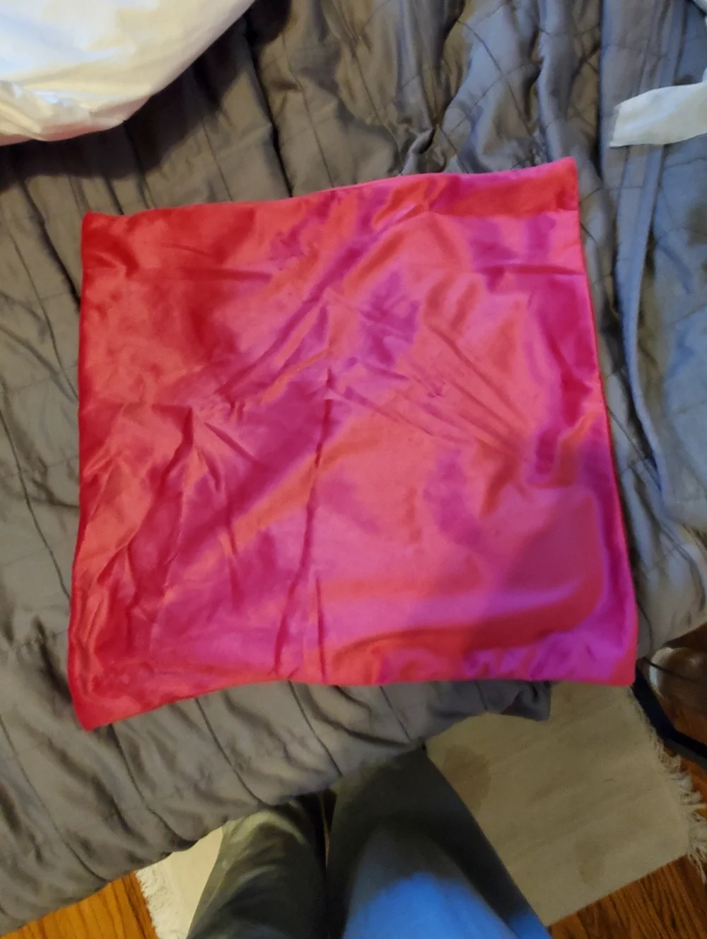 Satin Square Velour Throw Pillowcase in Hot Pink